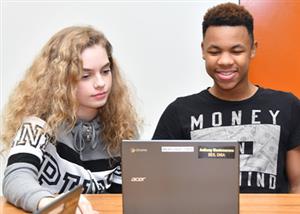 High School Students at computer 